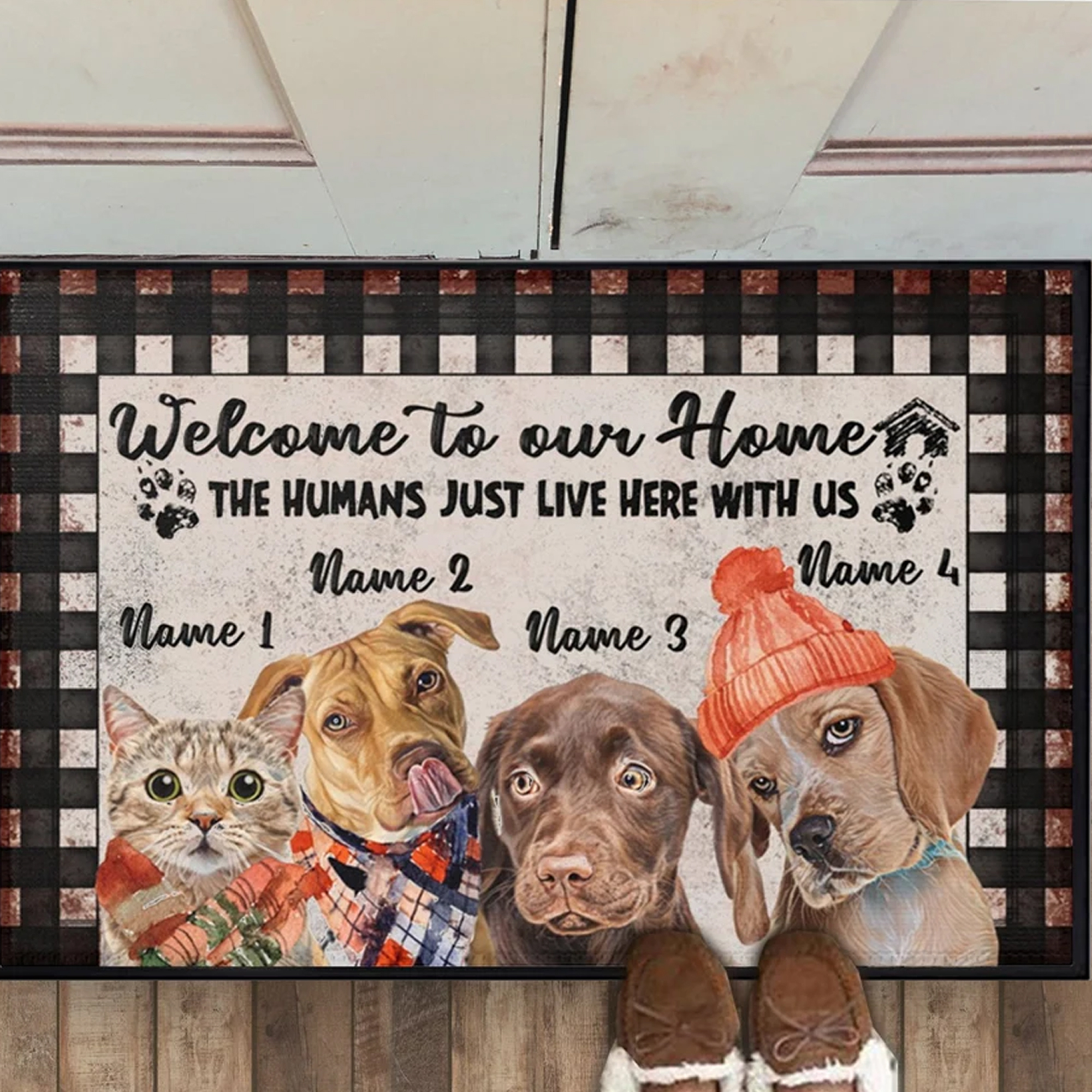 Funny Personalized Dog Cat Decorative Mat Welcome To Our Home Door Mat Custom Gift Pet Gift Cat Doormat Funny Welcome Mat Cat Dog Mom Dad Mat